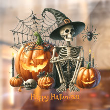 Squelette Citrouille Halloween Clouer la fenêtre