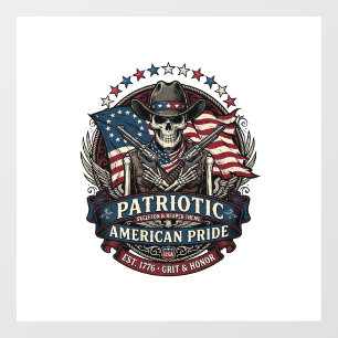 Autocollant Pour Fenêtre Squelette Cowboy Patriotique Squelette Dark Patrio
