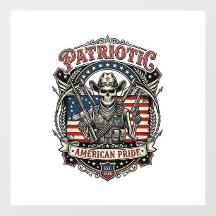 Autocollant Pour Fenêtre Squelette Cowboy Patriotique Squelette Patriote So
