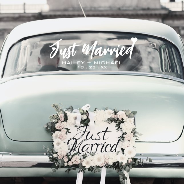 Autocollant Pour Fenêtre Sticker de voiture nouvellement marié Mariage de c (just married car window cling sticker)