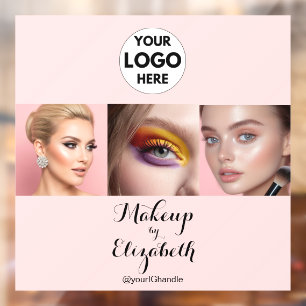 Autocollant Pour Fenêtre Studio de Maquillage Photo Logo Script Rose Pâle