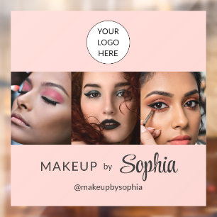 Autocollant Pour Fenêtre Studio de Maquillage Photo Logo Script Rose Rougeu