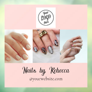 Autocollant Pour Fenêtre Studio de Nail Art avec Logo à l'Écriture Noire et