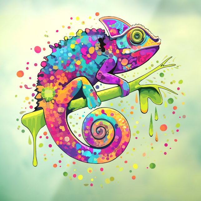 Autocollant Pour Fenêtre Style d'aquarelle des teintures Chameleon (Feuille 3)