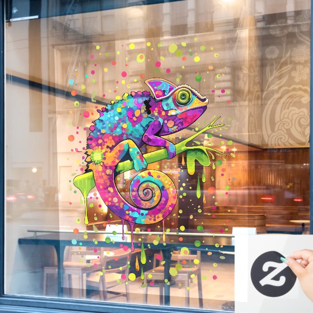 Autocollant Pour Fenêtre Style d'aquarelle des teintures Chameleon (Fenêtre de café)