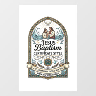 Autocollant Pour Fenêtre Style de certificat de baptême de Jésus Certificat