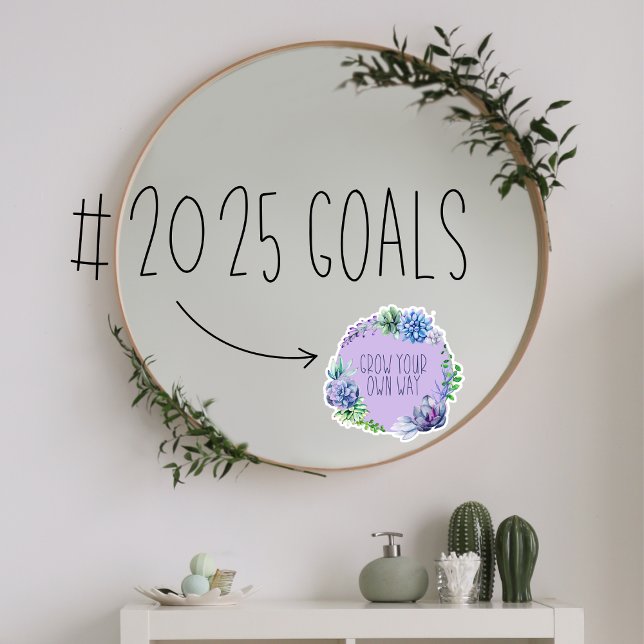 Autocollant Pour Fenêtre Succulents Augmentez votre propre chemin violet (Succulent Grow Your Own Way Purple, Blue and Green Vinyl Cling)