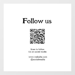 Autocollant Pour Fenêtre Suivez-nous sur les réseaux sociaux, scannez le co