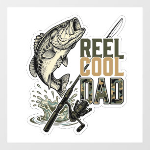 Autocollant Pour Fenêtre Super Papa Pêche à la Bass Gravure Vintage Desig