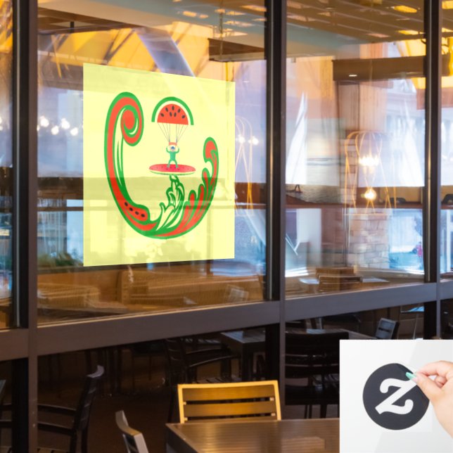 Autocollant Pour Fenêtre Surfer et Skydiver à Melon Water (Fenêtre du restaurant)