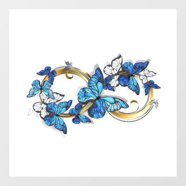 Autocollant Pour Fenêtre Symbol Infinity of Blue Morpho Butterflies (Feuille)