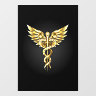 Autocollant Pour Fenêtre Symbole caducée polygonal or