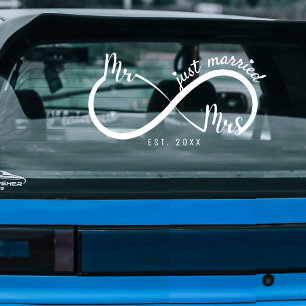 Autocollant Pour Fenêtre Symbole Mr & Mrs Infinity Juste Marié Voiture Mari