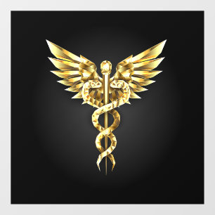 Autocollant Pour Fenêtre Symbole Polygonal Or Caduceus