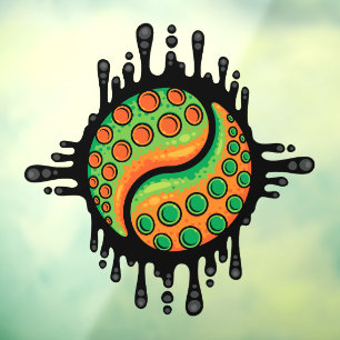 Autocollant Pour Fenêtre Symbole Yin Yang Tentacle Tentacle Tentacle Octopu