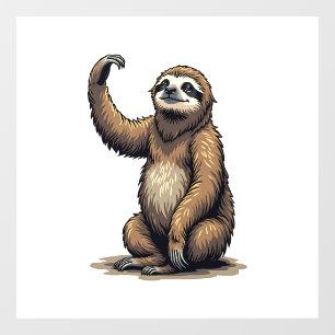 Autocollant Pour Fenêtre T-shirt vintage faune sloth gravure sur bois 2