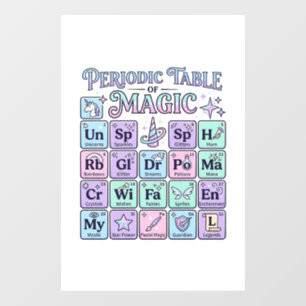 Autocollant Pour Fenêtre Table périodique licorne de magie conception graph