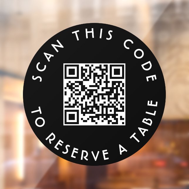 Autocollant Pour Fenêtre Table Réservation Cercle noir QR Code (Feuille 2)