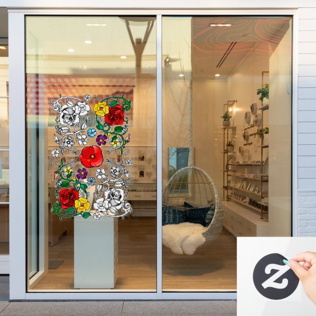 Autocollant Pour Fenêtre Tapis de fleurs au coquelicot (Vitrine du magasin)