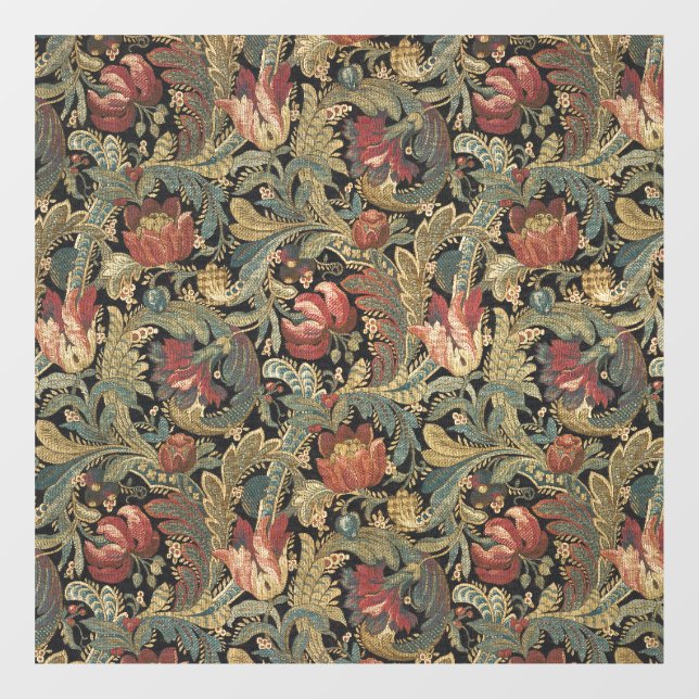 Autocollant Pour Fenêtre Tapisserie florale riche Brocade Antique Classique (Feuille)