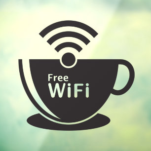 Autocollant Pour Fenêtre Tasse de café Wi-Fi gratuit Café Magasin de beigne