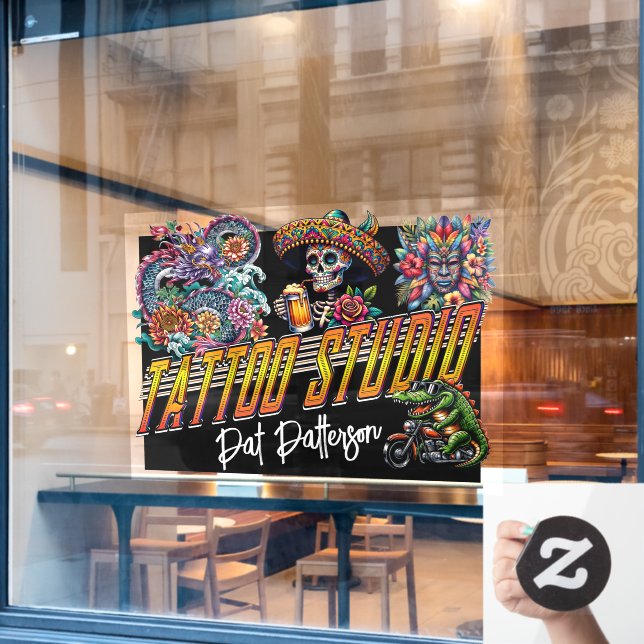 Autocollant Pour Fenêtre Tattoo Parlor - Studio (Fenêtre de café)