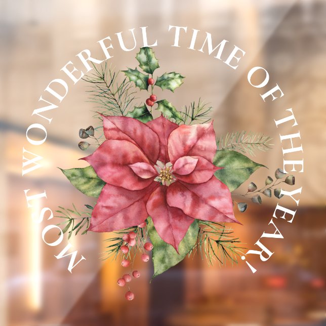 Autocollant Pour Fenêtre Temps le plus merveilleux, Noël Pointsettia (Feuille 2)