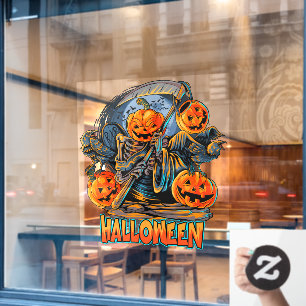 Autocollant Pour Fenêtre Tête de citrouille d'Halloween Faucheuse