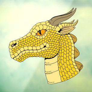 Autocollant Pour Fenêtre Tête de dragon d'or en profil