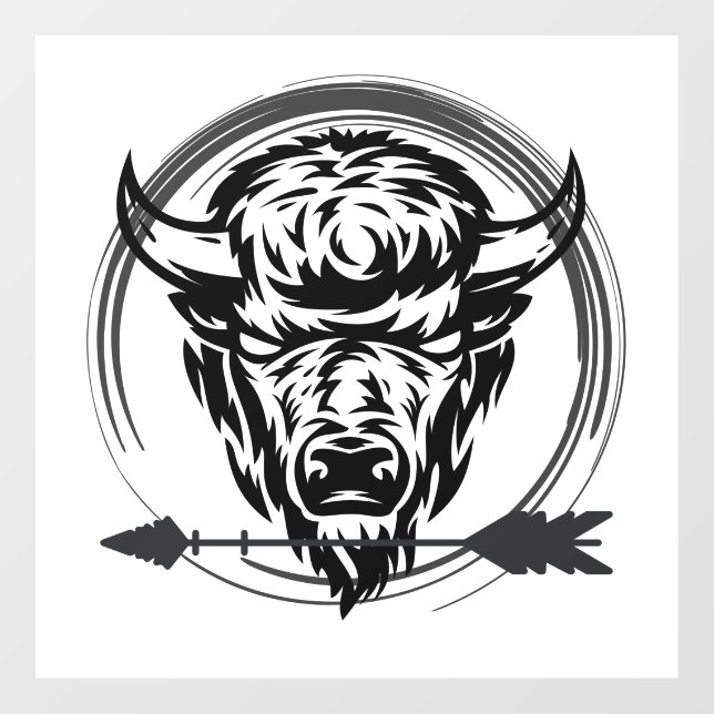 Autocollant Pour Fenêtre Tête et flèche de bison (Feuille)