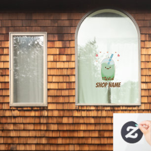 Autocollant Pour Fenêtre Thé à bulle Matcha