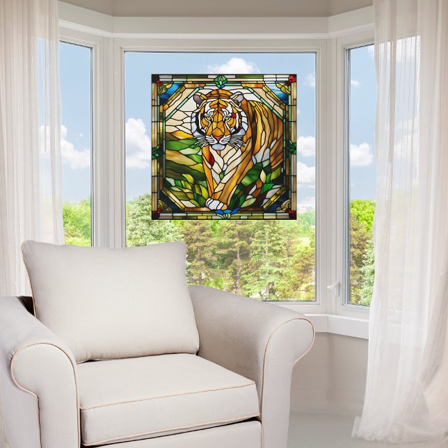 Autocollant Pour Fenêtre Tigre en verre de Faux (Créateur téléchargé)
