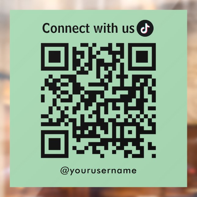 Autocollant Pour Fenêtre Tiktok Se Connecter Avec Nous Qr Code Mint Green (Feuille 2)