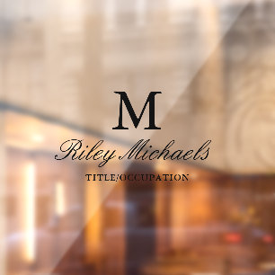 Autocollant Pour Fenêtre Titre du monogramme simple noir élégant