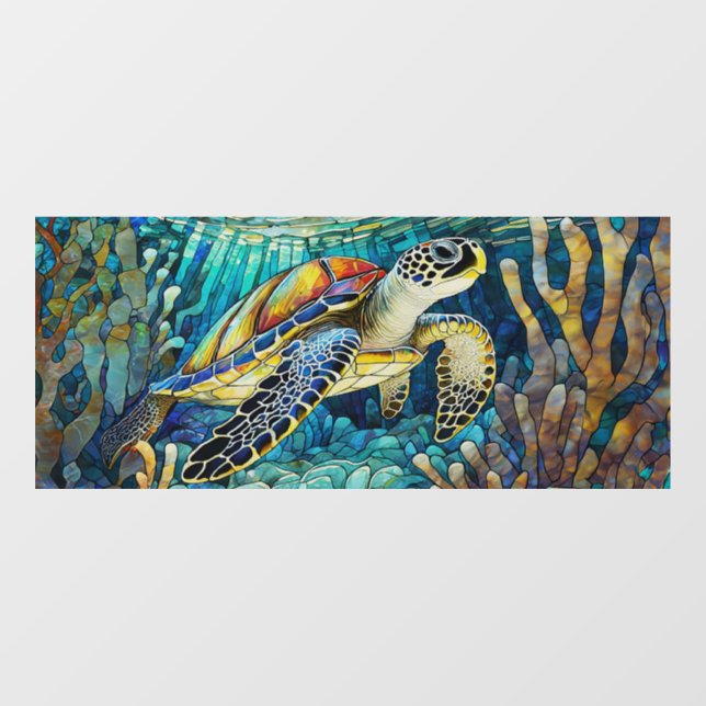 Autocollant Pour Fenêtre Tortue de mer tropicale personnalisée Art en verre (Feuille)