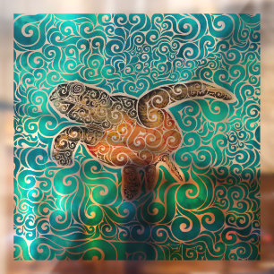 Autocollant Pour Fenêtre Tortue marine tourbillonnant
