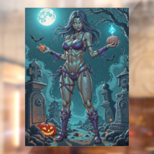 Autocollant Pour Fenêtre Traite d'Halloween ou ami Zombie w Cerveau