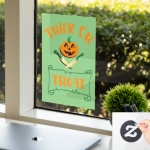 Autocollant Pour Fenêtre Trick or treat os de seins visage de citrouille d'