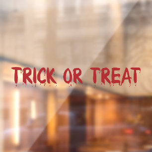 Autocollant Pour Fenêtre Trick ou Treat red goutte de sang texte Halloween