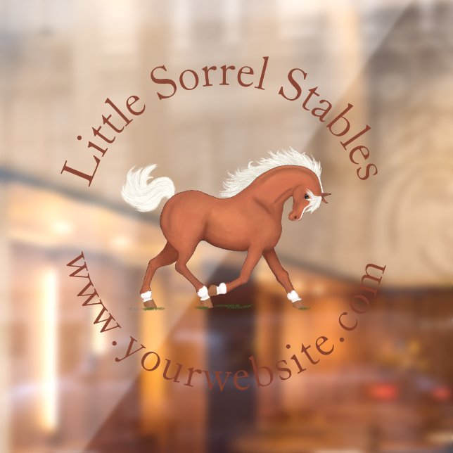 Autocollant Pour Fenêtre Tricoter Sorrel Horse Circulaire Texte Personnalis (Feuille 2)