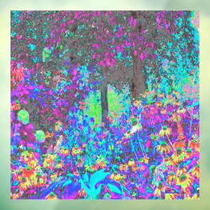 Autocollant Pour Fenêtre Trippy Lime Green et Purple Garden Sunrise
