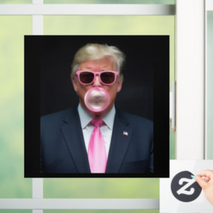 Autocollant Pour Fenêtre Trump Bubble Gum Rose Président 47 États-Unis