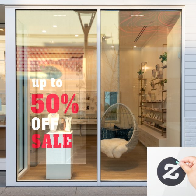 Autocollant Pour Fenêtre Typographie audacieuse 50% de réduction Vente Roug (Vitrine du magasin)