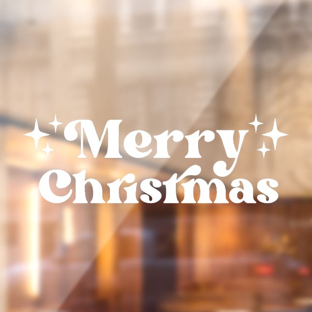 Autocollant Pour Fenêtre Typographie blanche Joyeux Noël (Feuille 2)