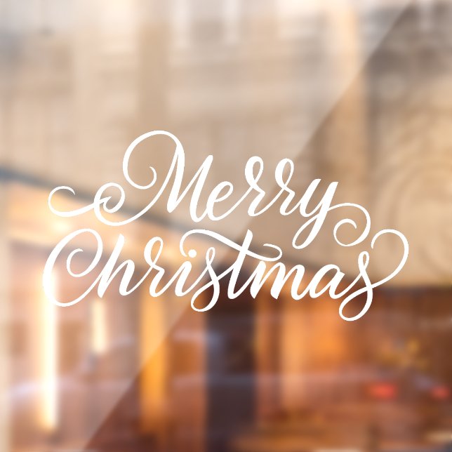 Autocollant Pour Fenêtre Typographie blanche Joyeux Noël (Feuille 2)
