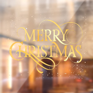 Autocollant Pour Fenêtre Typographie or Joyeux Noël
