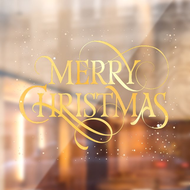 Autocollant Pour Fenêtre Typographie or Joyeux Noël (Feuille 2)