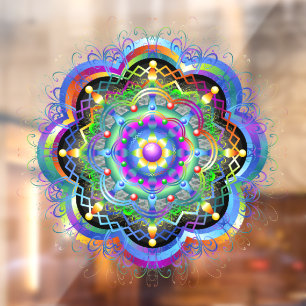 Autocollant Pour Fenêtre Univers Mandala Couleurs Psychédéliques