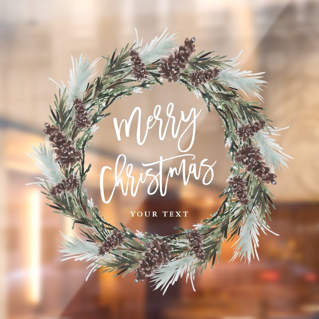 Autocollant Pour Fenêtre Vacances de Noël Joyeux Pinecone Wreath hiver (Feuille 2)