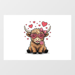 Autocollant Pour Fenêtre Vache des Highlands mignonne Saint Valentin lunett